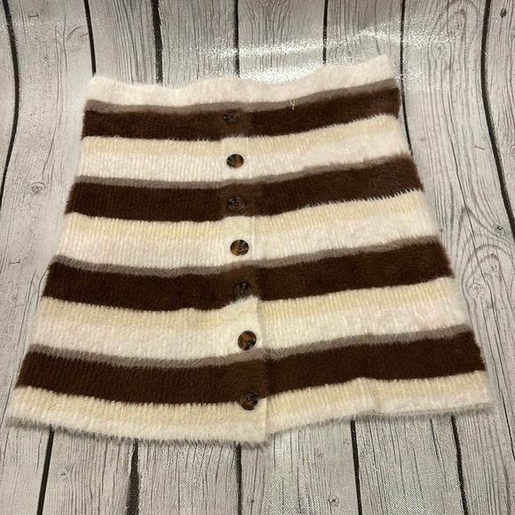Free People Dresses & Skirts - Free People Brown and Cream Ribbed Pencil Skirt NWT cashmere